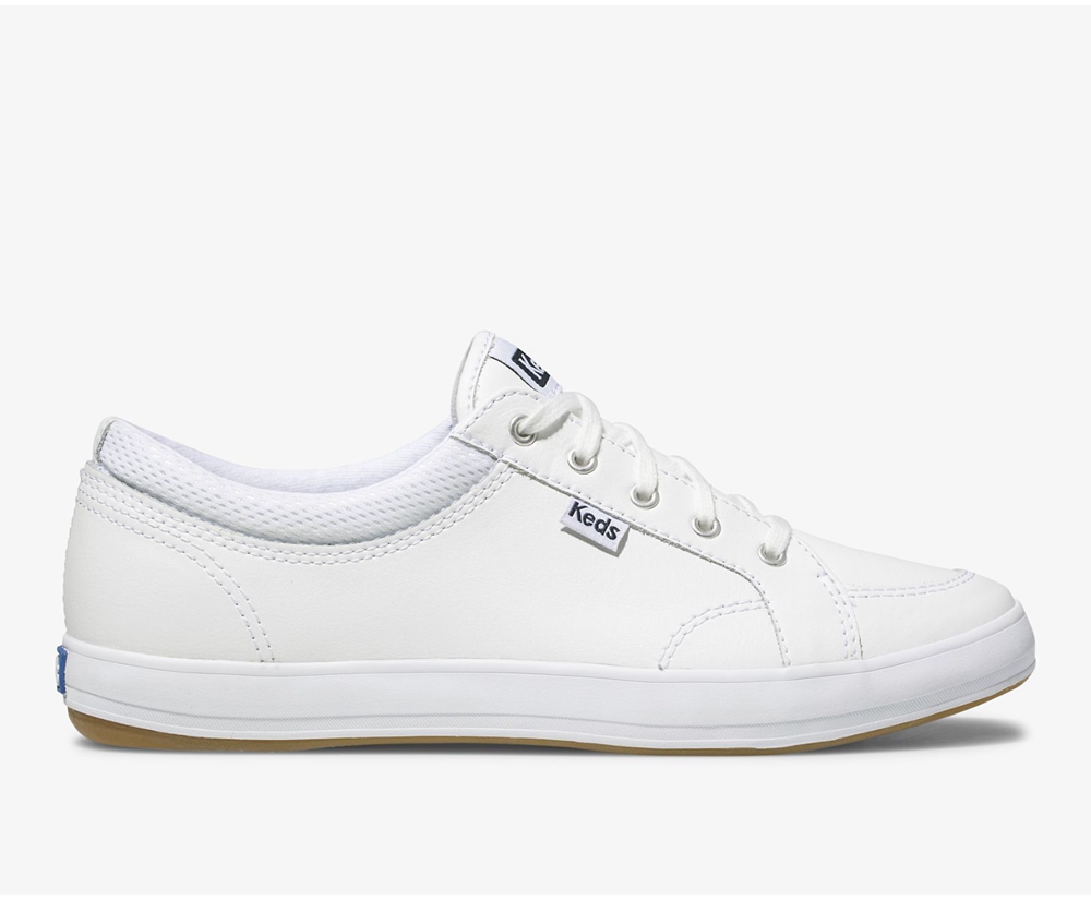 Womens Keds Sneakers - Center Leather - White - 0951-MDEAK